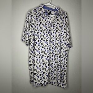 FootJoy White Polo with Black and Purple Abstract Motif